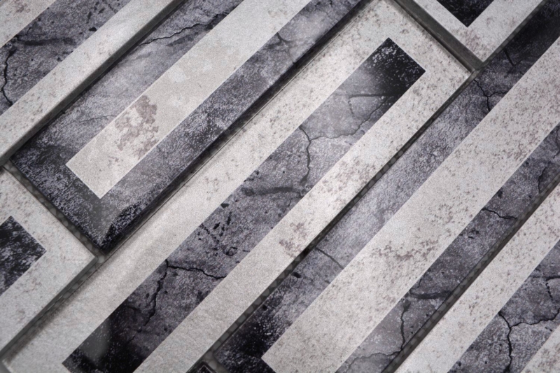 Muestra de mano mosaico de vidrio mosaico azulejo 2D look negro plata gris sombreado MOS88-W5_m