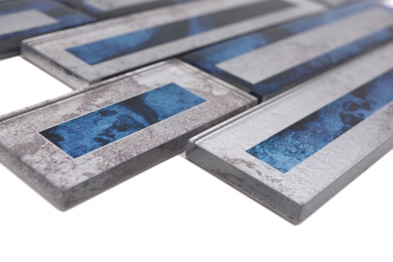 Muestra de mano mosaico de vidrio mosaico azulejo 2D look negro azul gris sombreado MOS88-W9_m