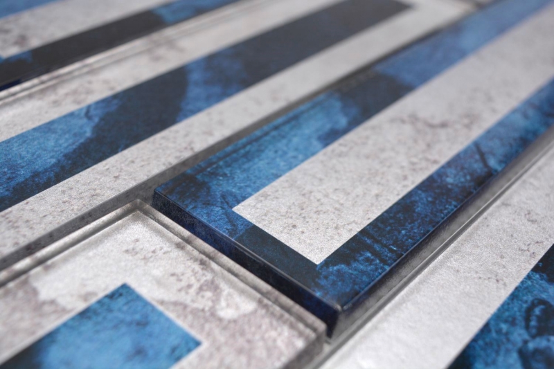 Muestra de mano mosaico de vidrio mosaico azulejo 2D look negro azul gris sombreado MOS88-W9_m
