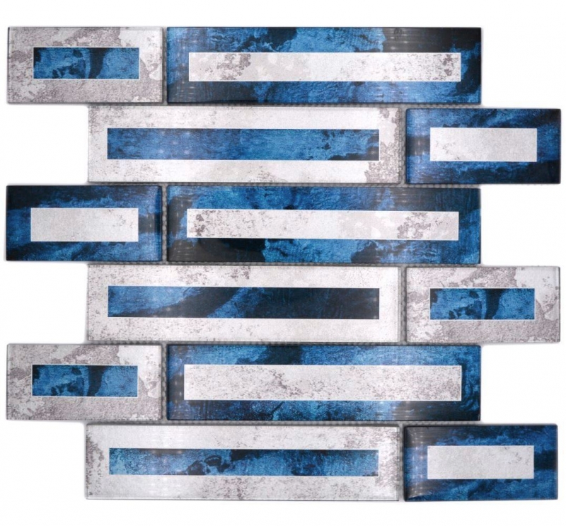 Muestra de mano mosaico de vidrio mosaico azulejo 2D look negro azul gris sombreado MOS88-W9_m