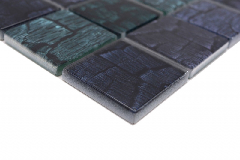 Muestra de mano mosaico de vidrio mosaico azulejo aspecto piedra bosque verde oscuro negro antracita MOS88-59P_m