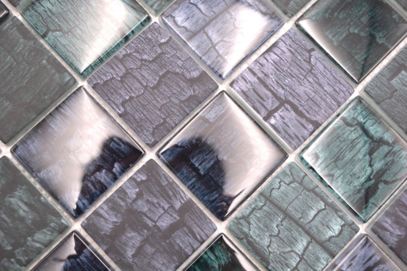 Muestra de mano mosaico de vidrio mosaico azulejo aspecto piedra bosque verde oscuro negro antracita MOS88-59P_m