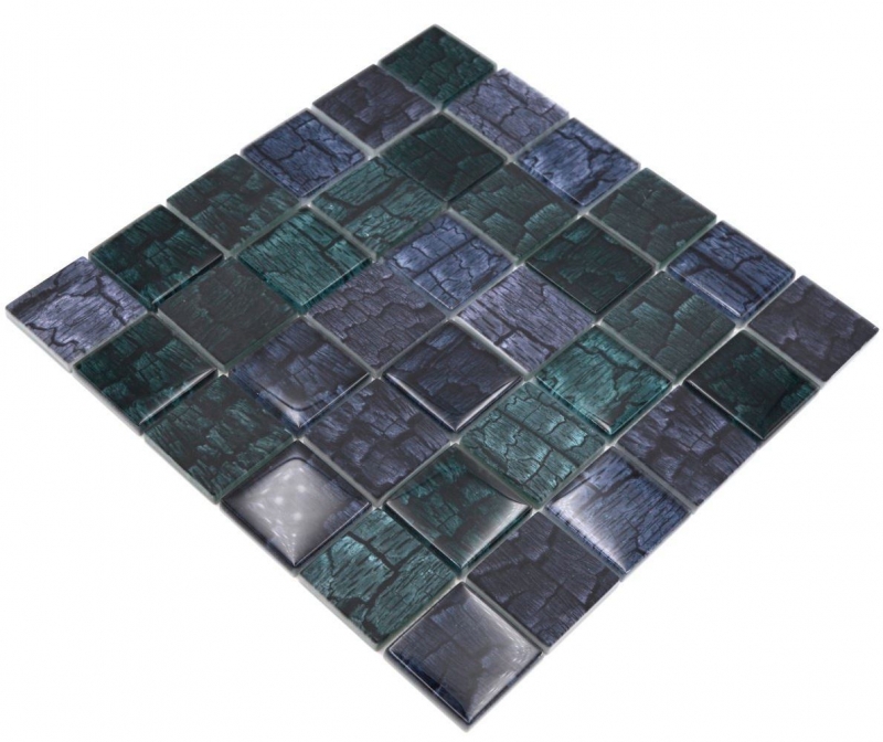 Muestra de mano mosaico de vidrio mosaico azulejo aspecto piedra bosque verde oscuro negro antracita MOS88-59P_m
