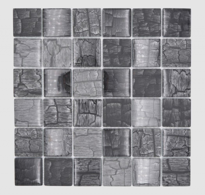 Muestra de mano mosaico de vidrio mosaico azulejo aspecto piedra gris bosque gris oscuro MOS88-88P_m