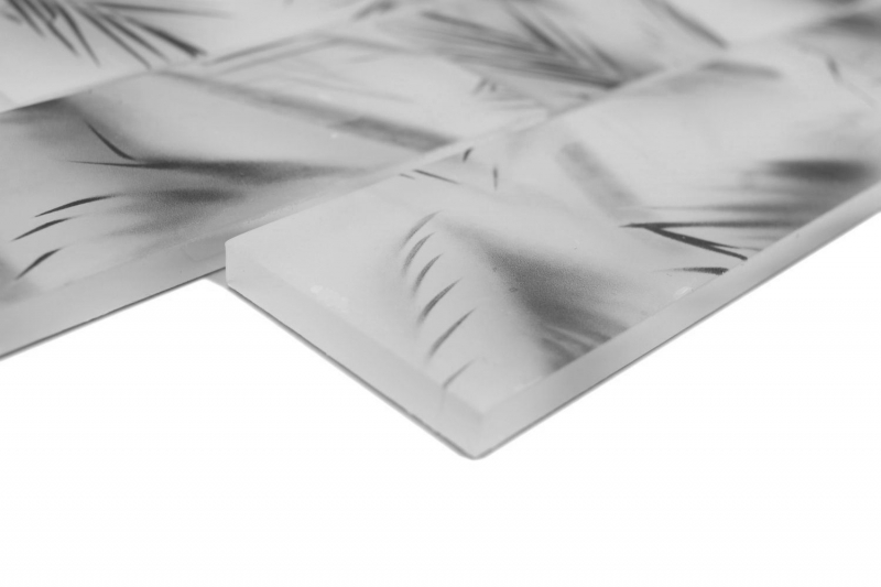 Muestra de mano mosaico de vidrio mosaico azulejo compuesto blanco negro mate hoja mirada MOS88-FL25_m