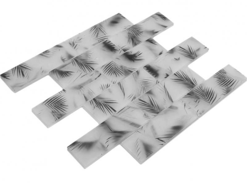Muestra de mano mosaico de vidrio mosaico azulejo compuesto blanco negro mate hoja mirada MOS88-FL25_m