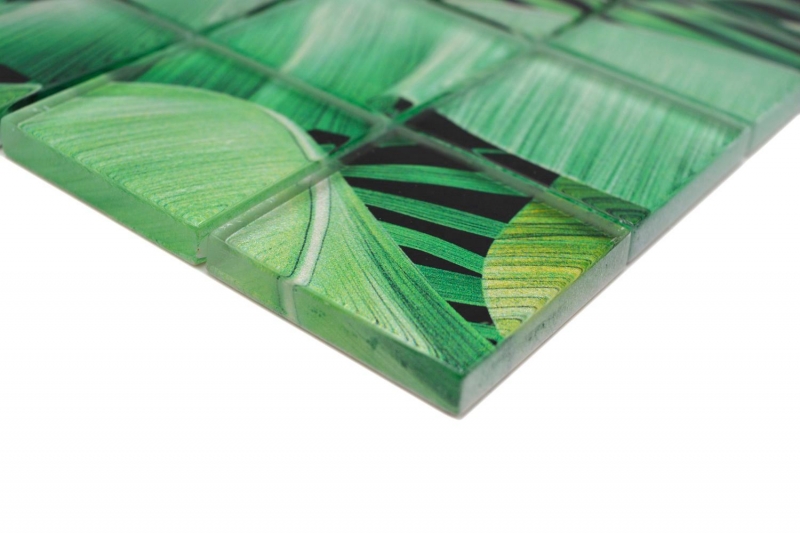 Muestra de mano mosaico de vidrio mosaico azulejo selva tropical verde hojas óptica MOS88-Pic01_m