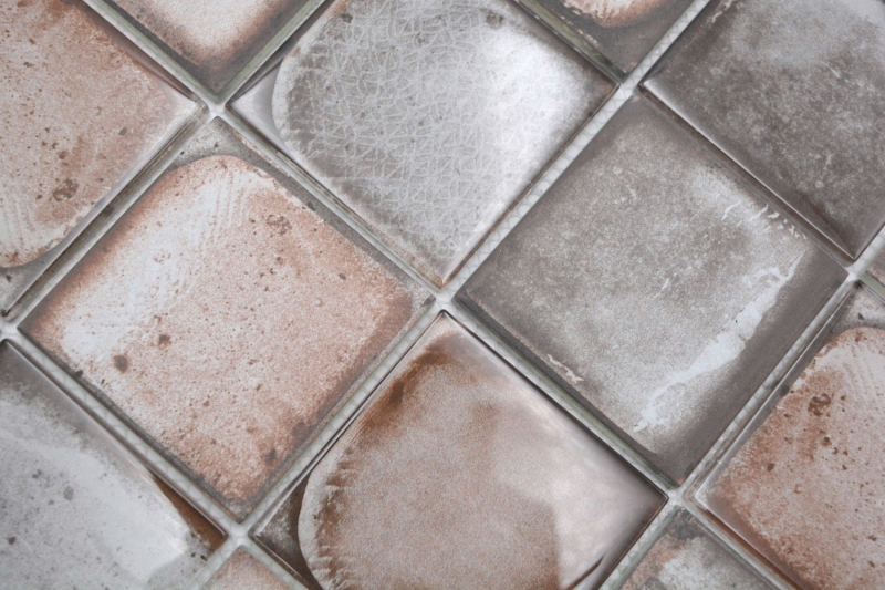 Muestra de mano mosaico de vidrio mosaico azulejo Retro Vinatage Cemento Estilo Gris Pastel Beige MOS88-S08_m