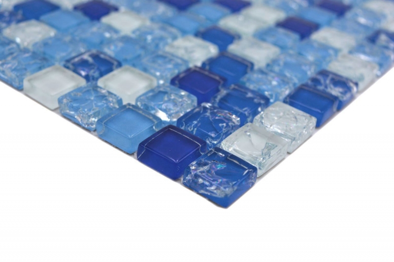 Mano patrón de mosaico de vidrio azulejo de mosaico azul blanquecino MOS92-0104_m