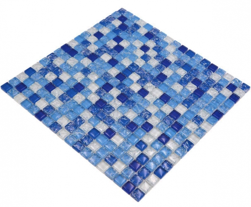 Mano patrón de mosaico de vidrio azulejo de mosaico azul blanquecino MOS92-0104_m