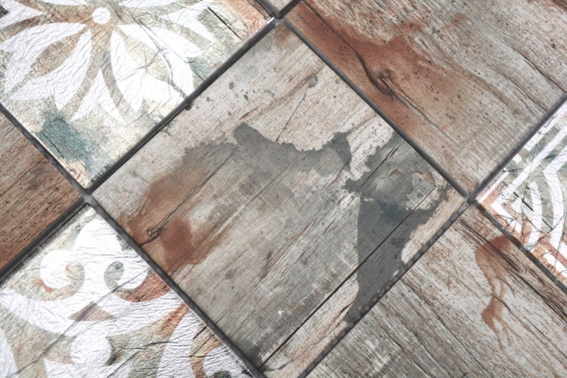 Muestra de mano mosaico de vidrio mosaico azulejo Piastrella Vintage Patchwork beige efecto madera ornamento MOS160-W750_m