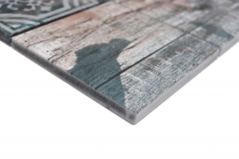 Muestra de mano mosaico de vidrio mosaico azulejo Piastrella vintage patchwork gris marrón verde pastel efecto madera ornamento MOS160-W950_m