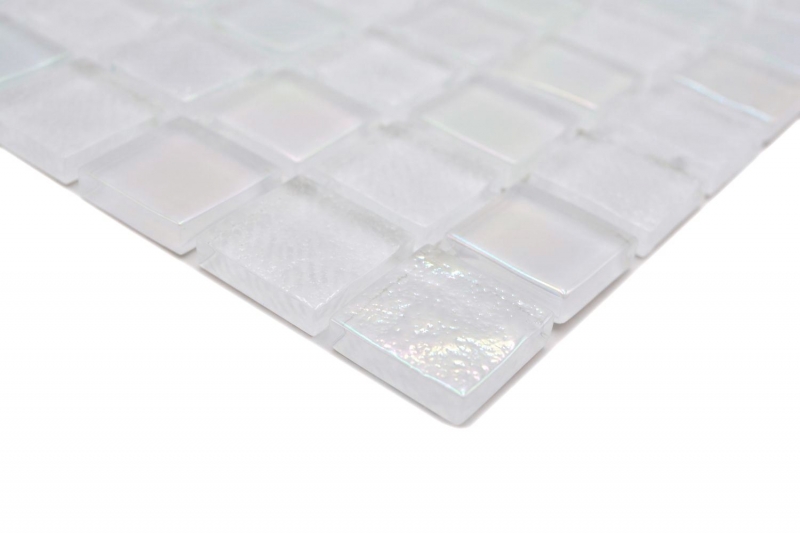 Muestra de mano mosaico de vidrio mosaico azulejo pequeño flip flop iridiscente blanco multicolor MOS65-S10_m