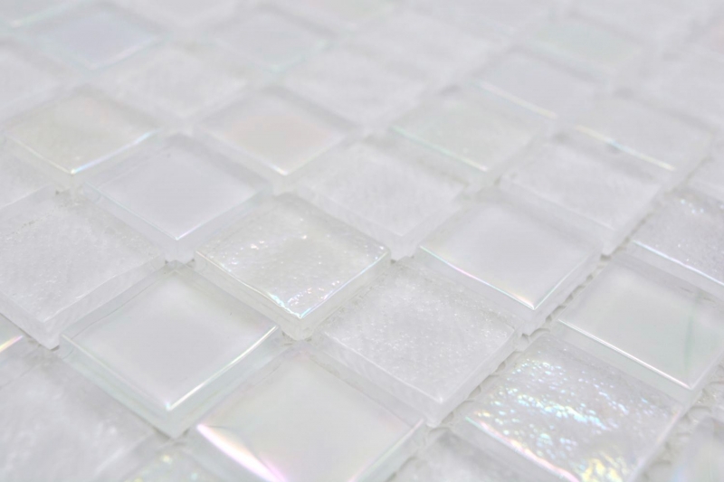 Muestra de mano mosaico de vidrio mosaico azulejo pequeño flip flop iridiscente blanco multicolor MOS65-S10_m