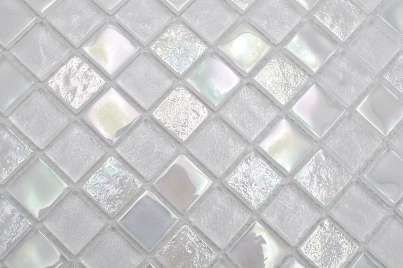 Muestra de mano mosaico de vidrio mosaico azulejo pequeño flip flop iridiscente blanco multicolor MOS65-S10_m