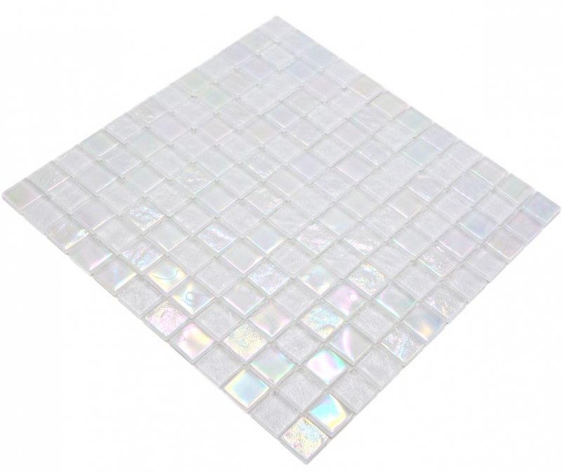 Muestra de mano mosaico de vidrio mosaico azulejo pequeño flip flop iridiscente blanco multicolor MOS65-S10_m