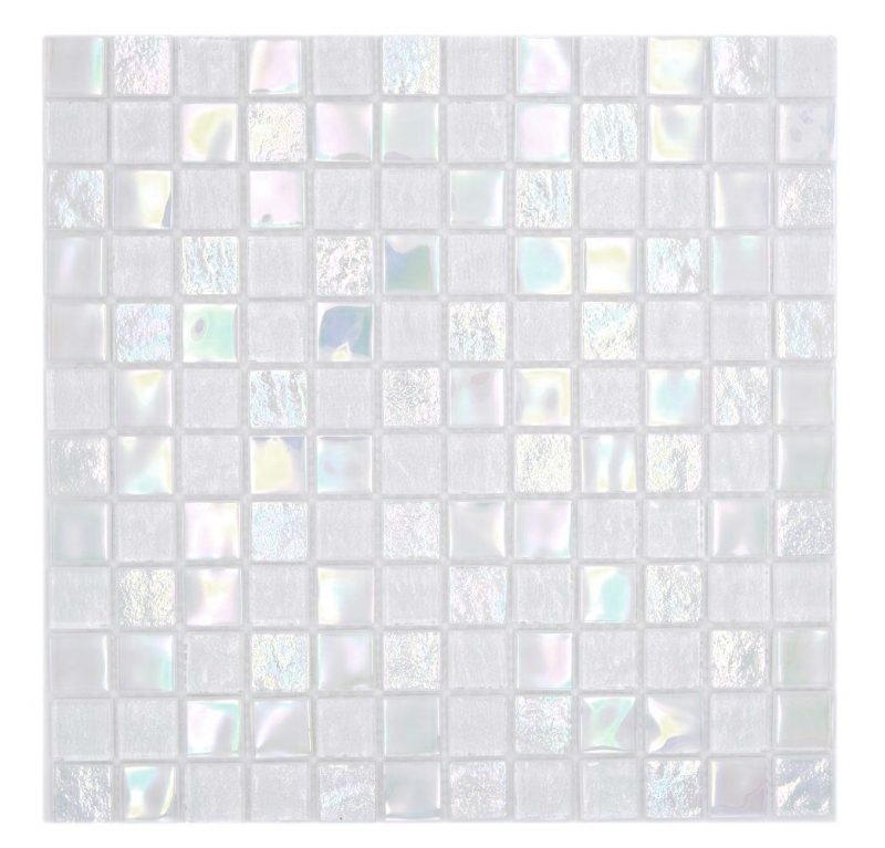 Muestra de mano mosaico de vidrio mosaico azulejo pequeño flip flop iridiscente blanco multicolor MOS65-S10_m