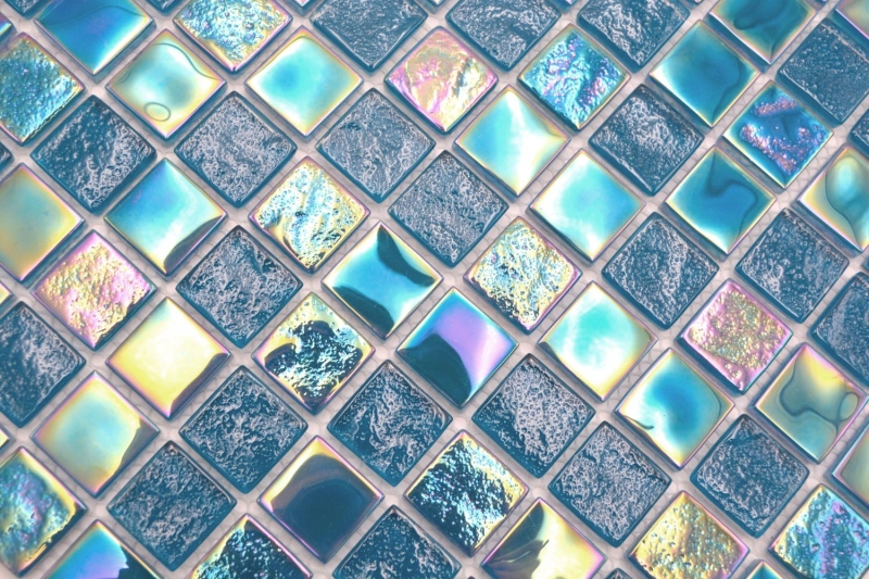 Mano patrón de mosaico de vidrio mosaico azulejo pequeño flip flop iridiscente negro multicolor MOS65-S63_m