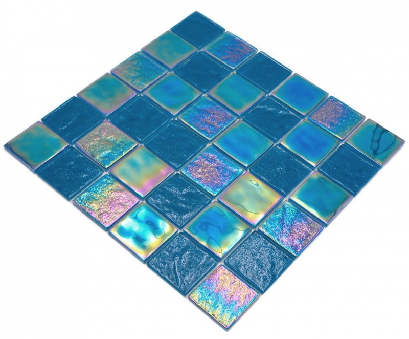 Muestra de mano mosaico de vidrio mosaico azulejo medio flip flop iridiscente negro zafiro multicolor MOS66-S63-48_m