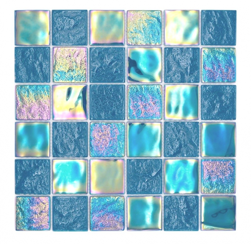 Muestra de mano mosaico de vidrio mosaico azulejo medio flip flop iridiscente negro zafiro multicolor MOS66-S63-48_m