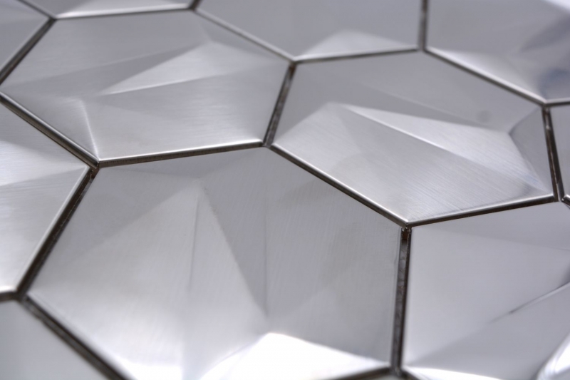Muestra de mano acero inoxidable Hexágono mosaico azulejos Hexágono 3D acero Titanio brillante/mate MOS128-SB_m