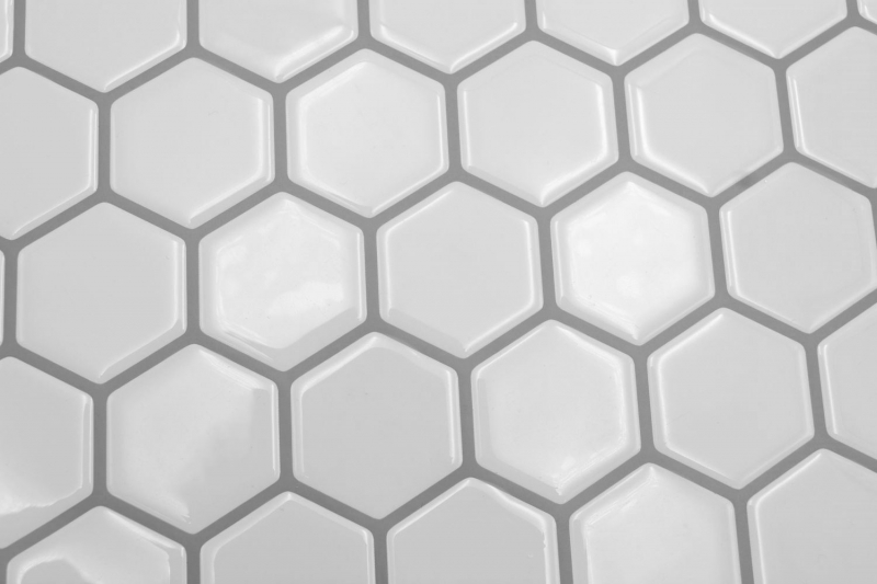 Muestra de mano vinilo autoadhesivo lámina mosaico aspecto hexágono blanco MOS200-H01_m