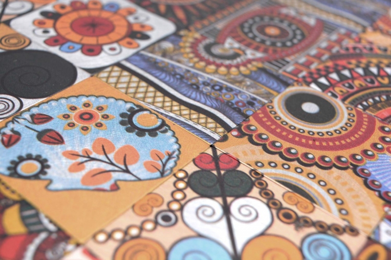 Muestra de mano autoadhesivo mosaico estera metal retro mandala patrón estera Afrikaans ornamento MOS200-U01_m