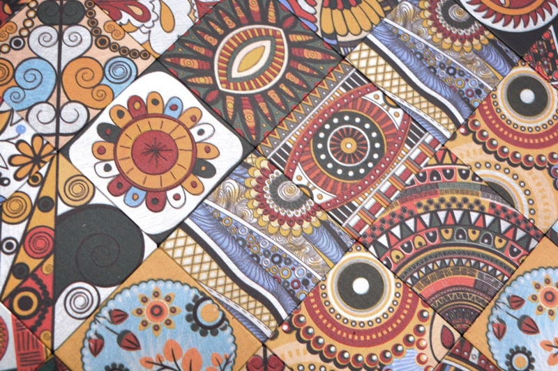 Muestra de mano autoadhesivo mosaico estera metal retro mandala patrón estera Afrikaans ornamento MOS200-U01_m