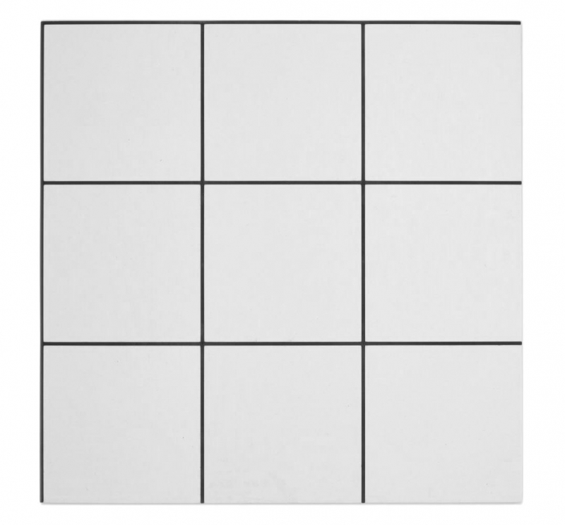 Muestrario a mano mosaico autoadhesivo estera metal blanco aspecto azulejo con junta negra MOS200-W01_m