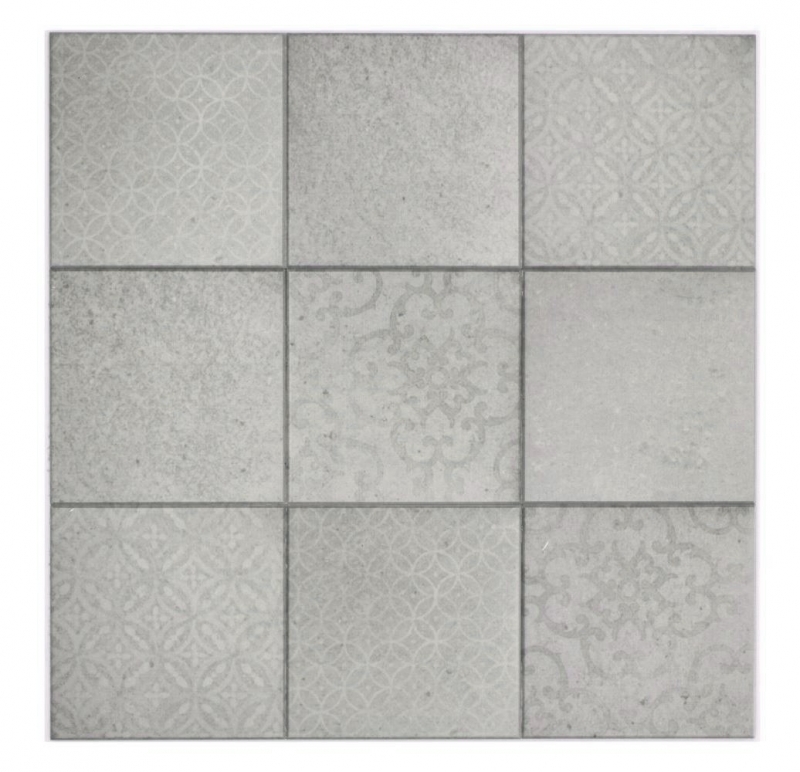 Muestra de mano autoadhesivo mosaico estera vinilo shabby chic ornamento gris MOS200-SCELLO_m