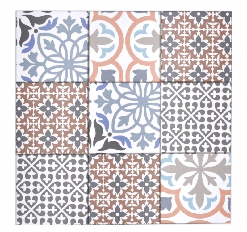 Muestra de la mano autoadhesiva mosaico estera de vinilo español azulejo mirada ornamento colorido MOS200-S1406_m