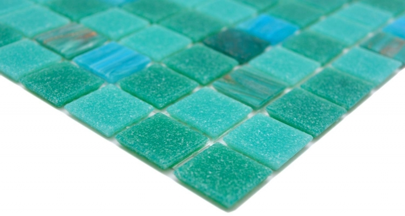 Muestra de mano mosaico de vidrio piscina mosaico flotante turquesa verde mezcla cobre iridiscente MOS200-SMT_m