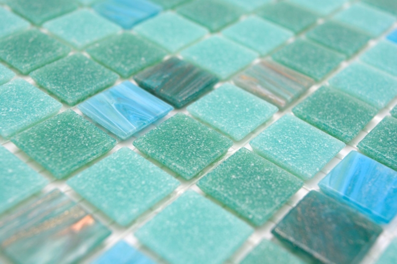 Muestra de mano mosaico de vidrio piscina mosaico flotante turquesa verde mezcla cobre iridiscente MOS200-SMT_m