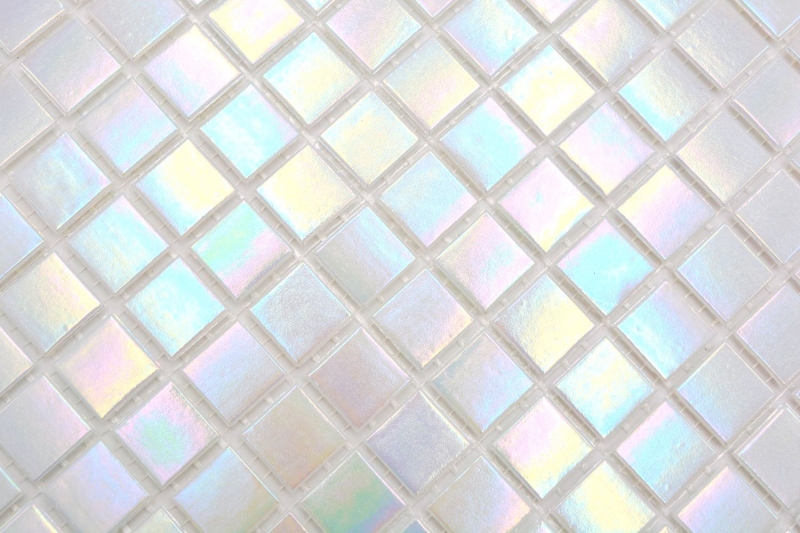 Muestra de mano mosaico de vidrio mosaico azulejo Iridium White Flip Flop color MOS240-WA02-P_m