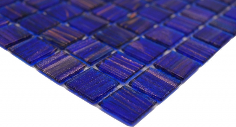 Muestra de mano mosaico de vidrio mosaico azulejo azul ultramarino oscuro cobre iridisciente MOS230-G19_m