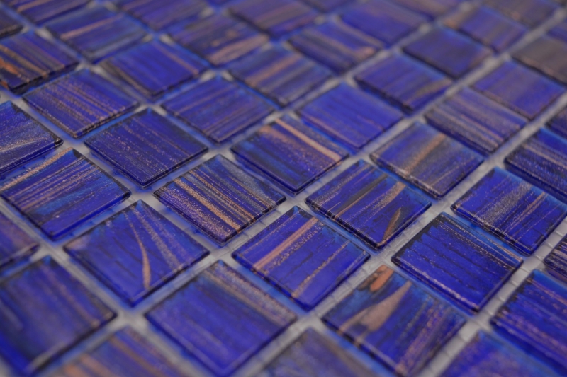 Muestra de mano mosaico de vidrio mosaico azulejo azul ultramarino oscuro cobre iridisciente MOS230-G19_m