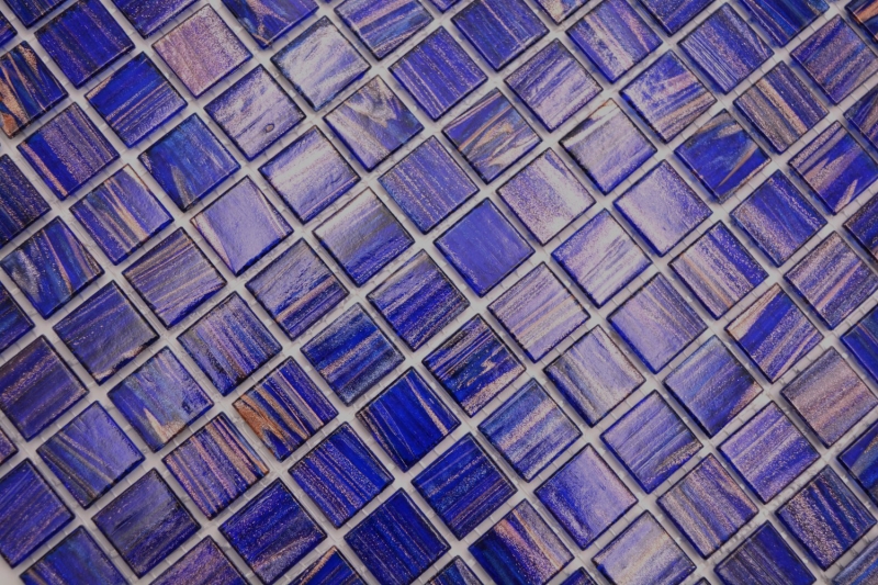 Muestra de mano mosaico de vidrio mosaico azulejo azul ultramarino oscuro cobre iridisciente MOS230-G19_m