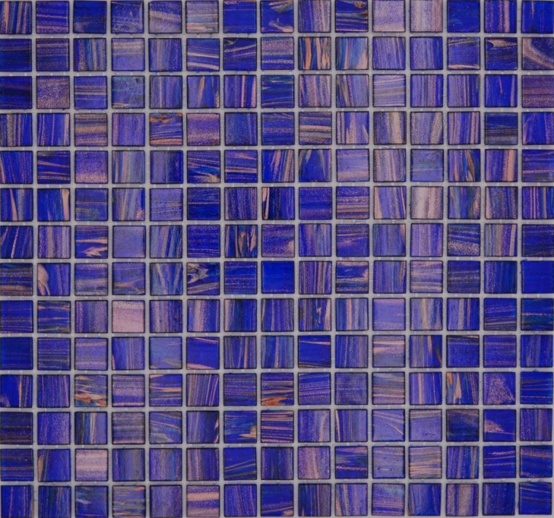 Muestra de mano mosaico de vidrio mosaico azulejo azul ultramarino oscuro cobre iridisciente MOS230-G19_m