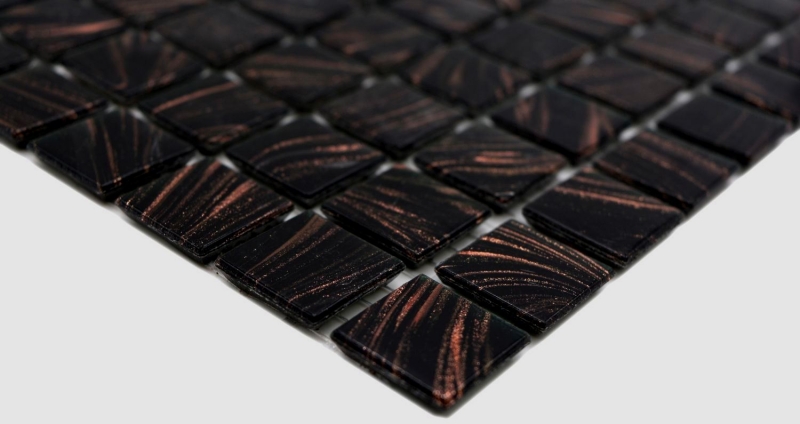 Muestra de mano mosaico de vidrio mosaico azulejo negro cobre iridiscente shimmering MOS230-G49_m