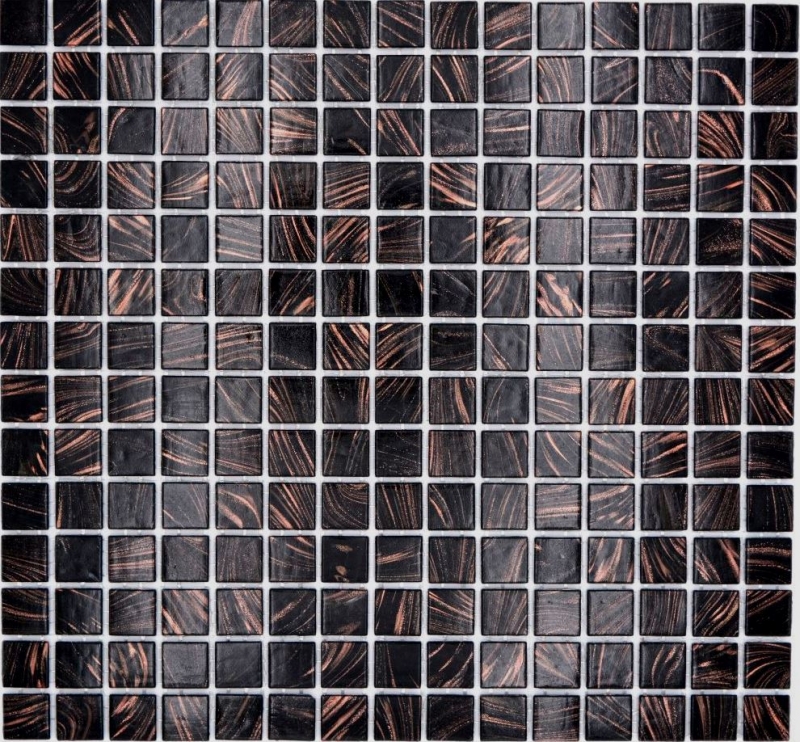 Muestra de mano mosaico de vidrio mosaico azulejo negro cobre iridiscente shimmering MOS230-G49_m