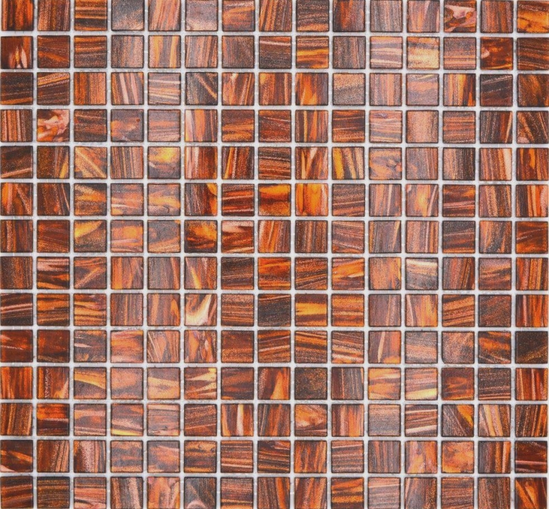 Muestra de mano mosaico de vidrio mosaico azulejo marrón oscuro oro cobre iridiscente MOS230-G36_m