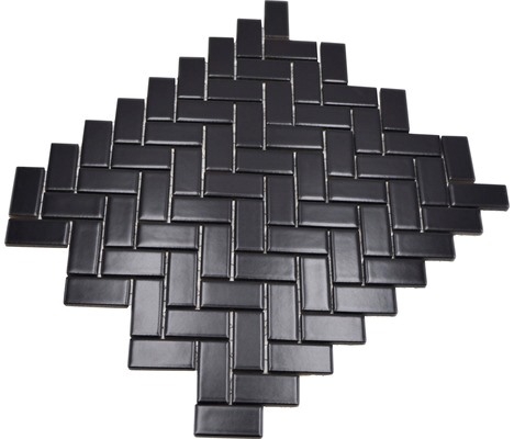 Mosaico de cerámica en espiga negro mate mosaico azulejo backsplash MOS24-CHB06BM_f