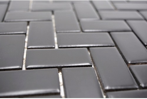 Mosaico de cerámica en espiga negro mate mosaico azulejo backsplash MOS24-CHB06BM_f