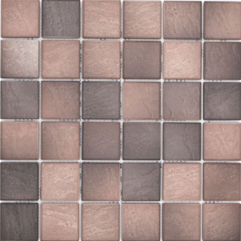 Jasba Village mosaico de cerámica gres tierra marrón mate efecto piedra cocina baño ducha MOSJB546 1 tapete