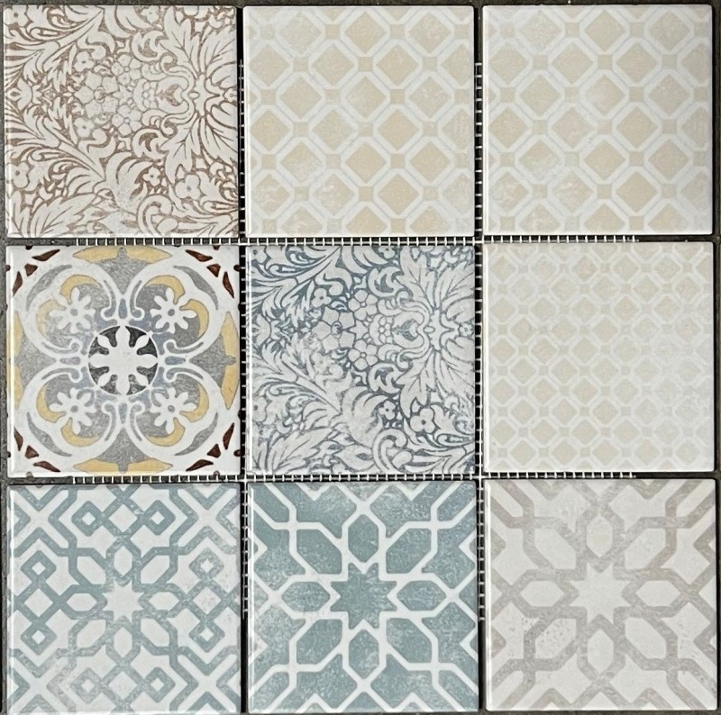 Azulejos de mosaico de cerámica Jasba multicolor mate retro look cocina pared baño azulejo ducha pared / 10 esteras de mosaico