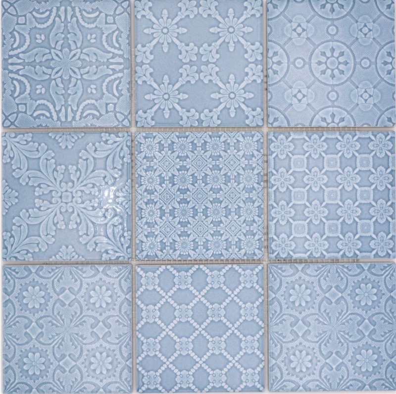 Jasba Clara mosaico de cerámica gres nórdico azul brillante aspecto retro cocina baño ducha MOSJBC135 1 estera