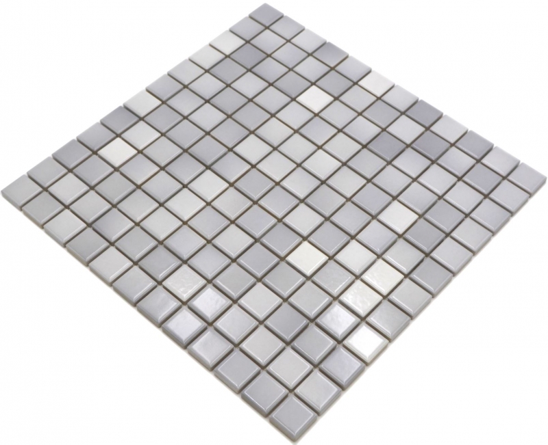 Jasba Agrob Buchtal Fresh mosaico cerámica gres mezcla gris plata brillante cocina baño ducha MOSJBF219 1 tapete