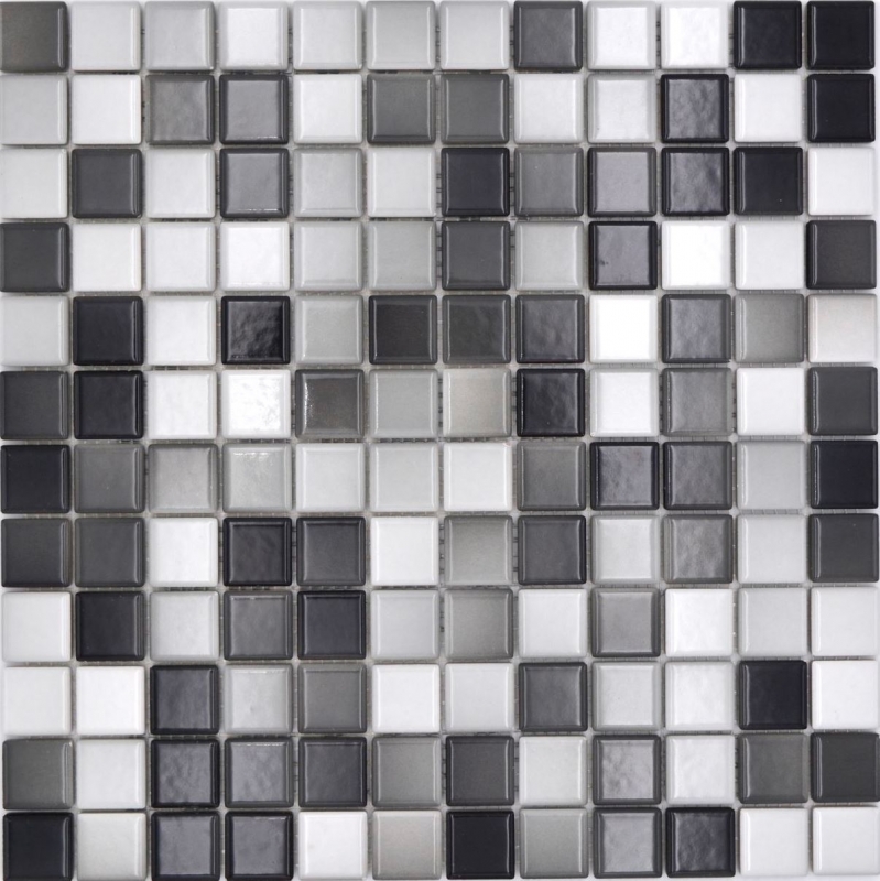 Jasba Agrob Buchtal Fresh mosaico cerámica gres blanco gris mezcla brillante cocina baño ducha MOSJBF221 1 tapete