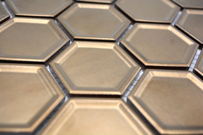 Muestras de mano HEXAGON BRONZE HONEYCOMBWall Floor Interior Exterior Living room Kitchen Bathroom Shower Swimming pool MOS14-09BR_m