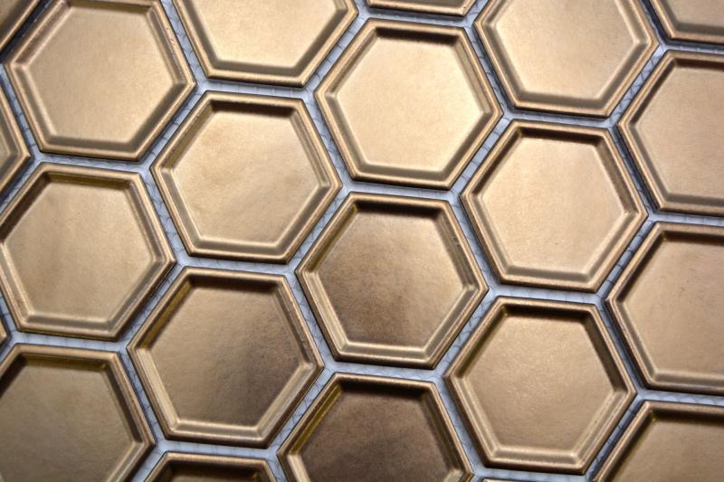 Muestras de mano HEXAGON BRONZE HONEYCOMBWall Floor Interior Exterior Living room Kitchen Bathroom Shower Swimming pool MOS14-09BR_m